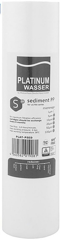 Картридж поліпропиленовий механічного очищення PLAT-PSED 10" 1,5 мікрон Platinum Wasser Картридж поліпропиленовий механічного очищення PLAT-PSED 10" 1,5 мікрон Platinum Wasser
