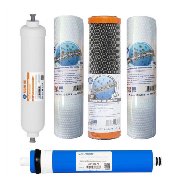 Комплект картриджів №5 AQUAFILTER для зворотного осмосу з мембраною Vontron 1812-75GPD