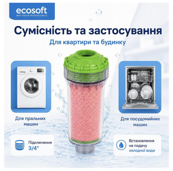 Фільтр від накипу Ecosoft SCALEX для пральних та посудомийних машин (FOSE100ECO) Фільтр від накипу Ecosoft SCALEX для пральних та посудомийних машин (FOSE100ECO)