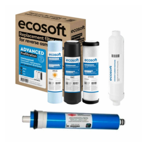 Комплект картриджів Ecosoft (PP5-GAC-СТО + Постфільтр + Мембрана Filmtec 50g) Комплект картриджів Ecosoft (PP5-GAC-СТО + Постфільтр + Мембрана Filmtec 50g)