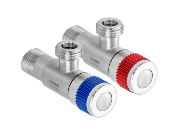 ORSO Кран кутовий 1/2*1/2 SSА10R (круглий) набір НЕРЖ (гор+хол)