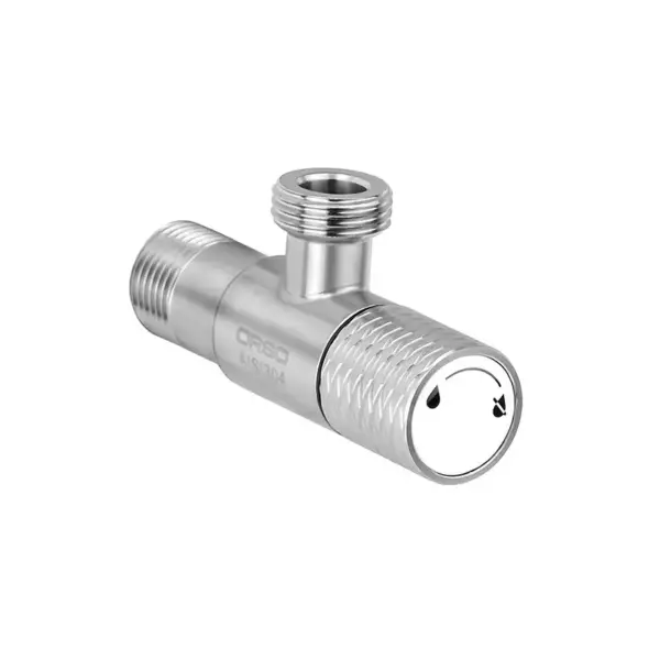 ORSO Кран кутовий 1/2*1/2 SS XY-8094C (різьблені проточки) ХРОМ.НЕРЖ.