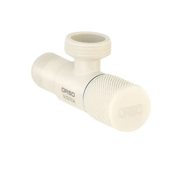 ORSO Кран угловой 1/2*1/2 SS XY-8094W (резьбленые проточки) WHITE НЕРЖ. ORSO Кран кутовий 1/2*1/2 SS XY-8094W (різьблені проточки) WHITE НЕРЖ.
