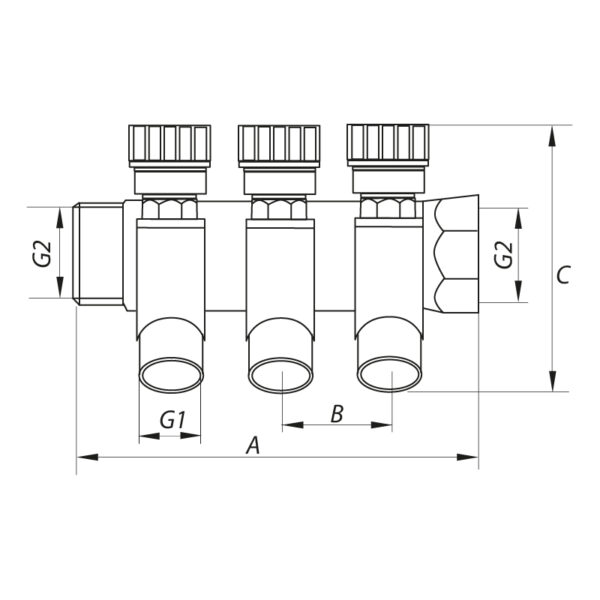Колектор для теплої підлоги Koer KR.1123-3 3/4"x3 ways Колектор для теплої підлоги Koer KR.1123-3 3/4"x3 ways