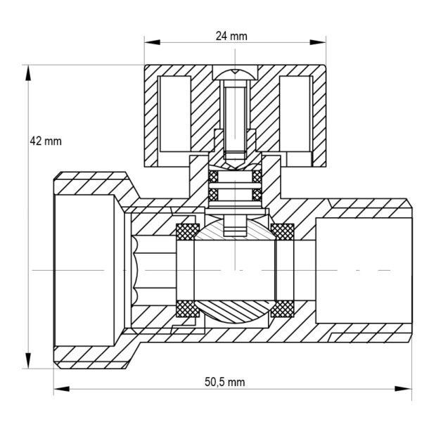 Кран триходовий 1/2Mx3/4Mx1/2F Koer KR.515