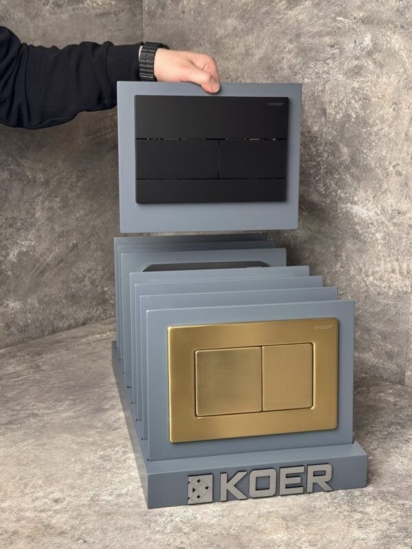 Панель змиву KOER KT-0603-05 240x160x10mm пластикова, кнопка лінійна (колір чорний матовий)