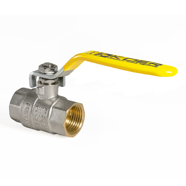Кран кульовий KOER KR.214.G - 1/2" FF ГГВ YELLOW, ручка "важіль" жовта