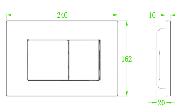 Панель змиву KOER KT-0602-16 240x160x10mm пластикова, кнопка квадратна (колір чорний глянцевий) Панель змиву KOER KT-0602-16 240x160x10mm пластикова, кнопка квадратна (колір чорний глянцевий)