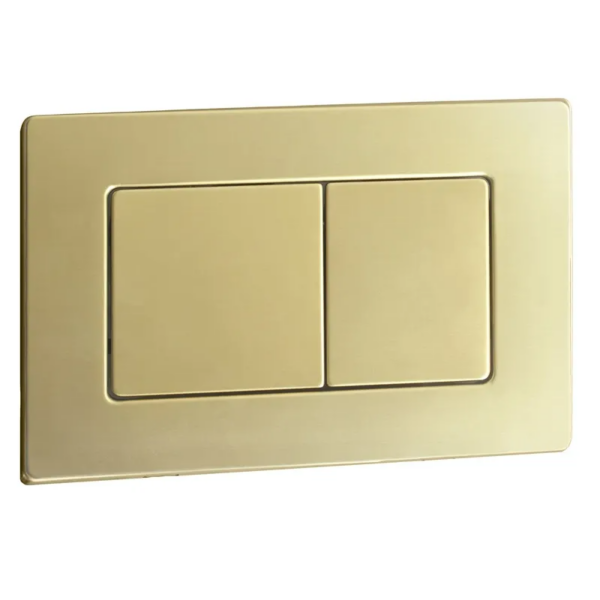Панель змиву KOER KT-0612-12 240x160x10mm з нержавіючої сталі, кнопка квадратна (колір матове золото)