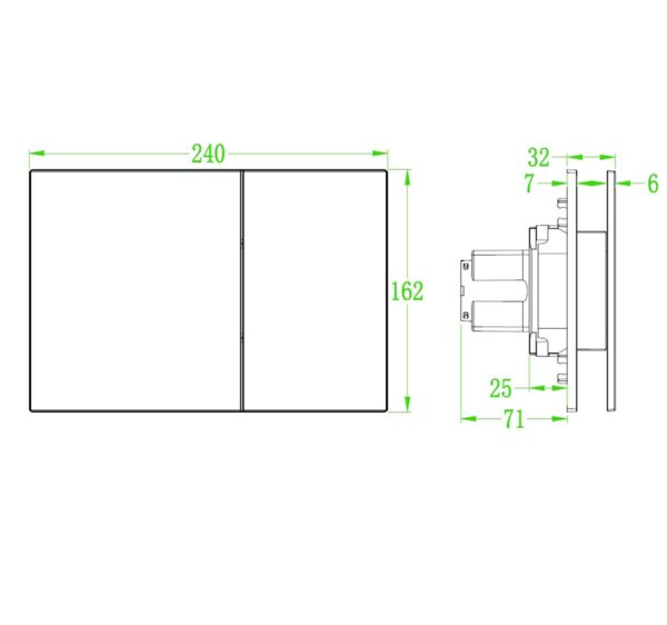 Панель змиву KOER KT-0610-STR-01 240x160x32mm пластикова, кнопка квадратна (колір хром з лінійною структурою) Панель змиву KOER KT-0610-STR-01 240x160x32mm пластикова, кнопка квадратна (колір хром з лінійною структурою)