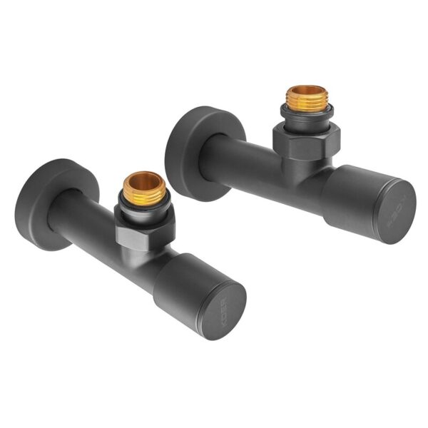 Комплект кранів рушникосушарки кутовий M1/2''xM1/2'' подовжений KOER KR.SET.535 BLACK Комплект кранів рушникосушарки кутовий M1/2''xM1/2'' подовжений KOER KR.SET.535 BLACK