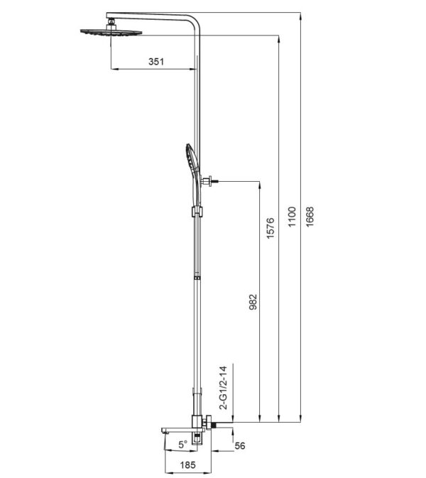 Душова колона зі змішувачем KOER KB-56009-05, 3 функції (Колір чорний)