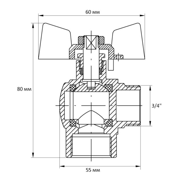Кран кульовий Koer 3/4" ГШМ кутовий (KR.208) Кран кульовий Koer 3/4" ГШМ кутовий (KR.208)