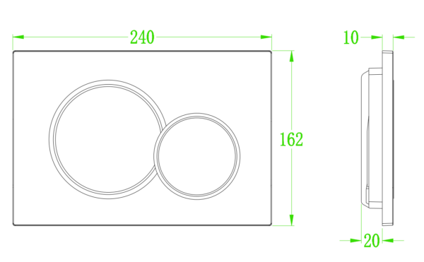 Панель змиву KOER KT-0601-01 240x160x10mm пластикова, кнопка кругла (колір хром)