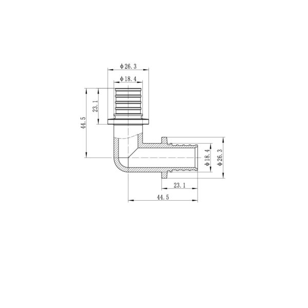Кутник рівнопрохідний 90 Koer KA.L20 - 20(2.8mm) x 20(2.8mm)
