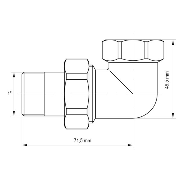 Згін американка 1 "кутовий Koer KR.342 Згін американка 1 "кутовий Koer KR.342