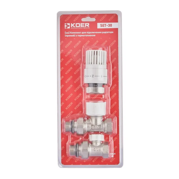 Комплект для підключення радіатора (прямий) з термоголовкою 1/2'' ( KOER SET-30 ) Комплект для підключення радіатора (прямий) з термоголовкою 1/2'' ( KOER SET-30 )