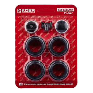 Комплект для радіатора Koer SET-02.Black 3/4" Без кріплення (кол. чорний) Комплект для радіатора Koer SET-02.Black 3/4" Без кріплення (кол. чорний)