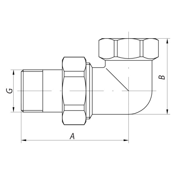 Згін американка (хром) 3/4 "кутовий Koer KR.342.chr Згін американка (хром) 3/4 "кутовий Koer KR.342.chr