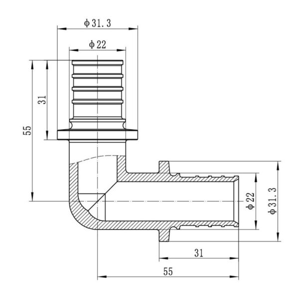 Кутник рівнопрохідний 90 Koer KA.L25 - 25(3.5mm) x 25(3.5mm)