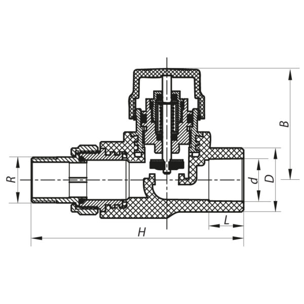 Кран термостатичний прямий PPR 20x1/2 Koer K0151.PRO Кран термостатичний прямий PPR 20x1/2 Koer K0151.PRO