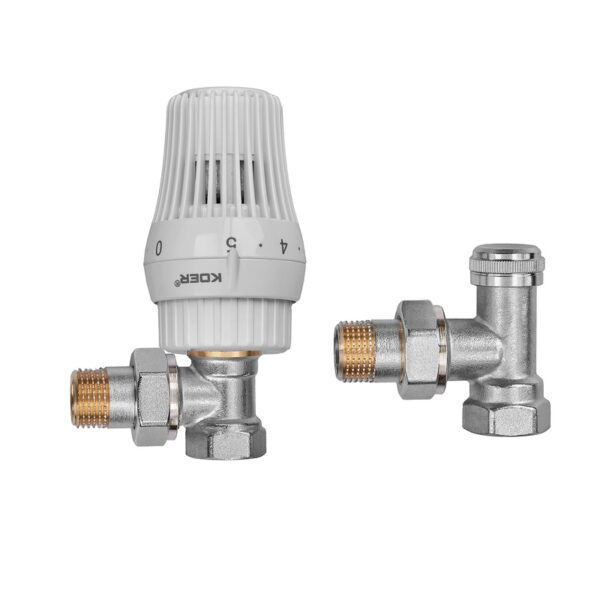 Комплект для підключення радіатора Koer SET-23 - 1/2'' кутовий з термоголовкою, клікове кріплення Комплект для підключення радіатора Koer SET-23 - 1/2'' кутовий з термоголовкою, клікове кріплення