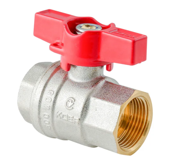 Кран кульовий ГГМ KOER EXTREME KE.217-20 - 3/4" FF ручка "метелик" червона