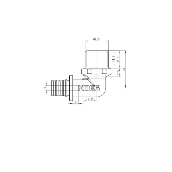 Кутник перехідний із ЗР Koer KA.L06M-16 - 16(2.2mm) x 1/2"M Кутник перехідний із ЗР Koer KA.L06M-16 - 16(2.2mm) x 1/2"M
