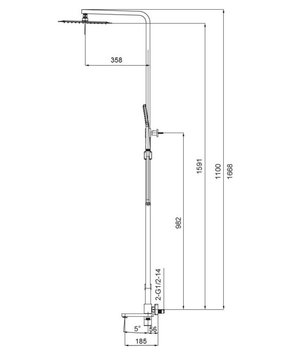 Душова колона зі змішувачем KOER KB-56010-05, 3 функції (Колір чорний) Душова колона зі змішувачем KOER KB-56010-05, 3 функції (Колір чорний)