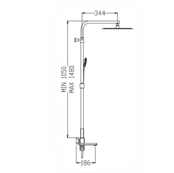 Душова колона зі змішувачем KOER KB-56009-12, 3 функції (Колір матове золото) Душова колона зі змішувачем KOER KB-56009-12, 3 функції (Колір матове золото)