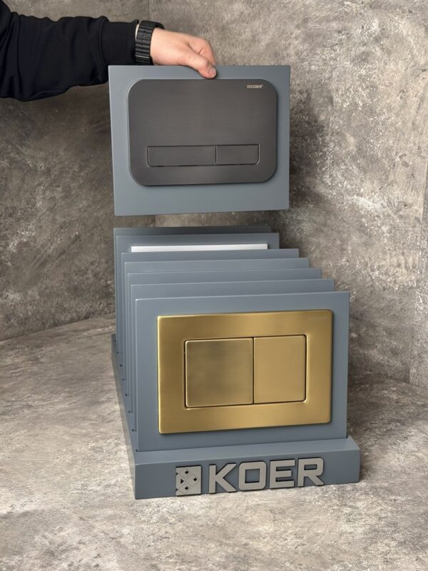 Панель змиву KOER KT-0609-07 240x160x7mm пластикова, кнопка лінійна (колір графіт) Панель змиву KOER KT-0609-07 240x160x7mm пластикова, кнопка лінійна (колір графіт)