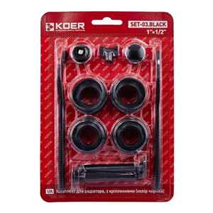 Комплект для радіатора Koer SET-03.Black 1/2" З кріпленнями (кол. чорний) Комплект для радіатора Koer SET-03.Black 1/2" З кріпленнями (кол. чорний)