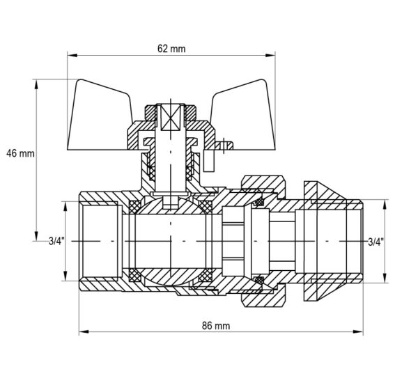 Кран з американкою 3/4" "антіпротечка" (Koer KR.227-Gi) Кран з американкою 3/4" "антіпротечка" (Koer KR.227-Gi)