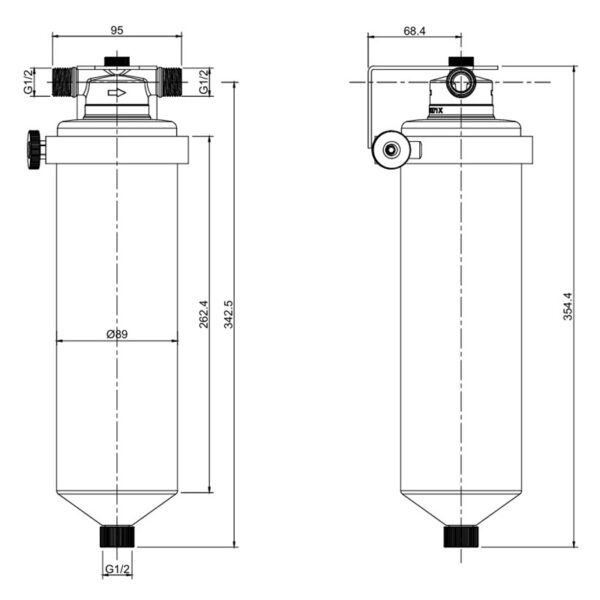 Колба фільтру для води з нержавіючої сталі 8 атм. 1/2" KOER KV-22-1/2 Колба фільтру для води з нержавіючої сталі 8 атм. 1/2" KOER KV-22-1/2