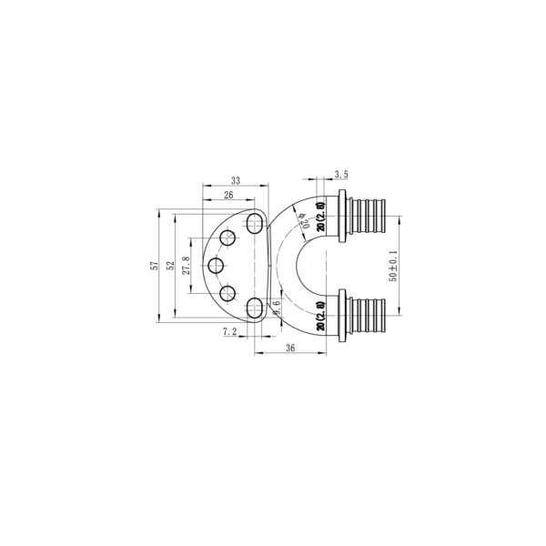 Кутник настін. з наскрізн.проход.та ВР Koer KA.LW20-06F-20 - 20(2.8mm) x 1/2"F x 20(2.8mm)