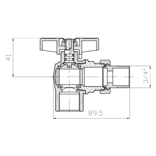 Кран з американкою кутовий KOER EXTREME KE.228-20 - 3/4" ручка "метелик" червона Кран з американкою кутовий KOER EXTREME KE.228-20 - 3/4" ручка "метелик" червона