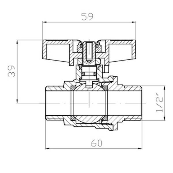 Кран кульовий ШШМ KOER EXTREME KE.219-15 - 1/2" MM ручка "метелик" червона Кран кульовий ШШМ KOER EXTREME KE.219-15 - 1/2" MM ручка "метелик" червона