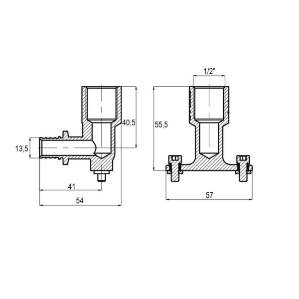 Кутник перехідний настінний з ВР подовжений KOER KA.LW06F-16-2 - 16(2.2mm) x 1/2"F Кутник перехідний настінний з ВР подовжений KOER KA.LW06F-16-2 - 16(2.2mm) x 1/2"F