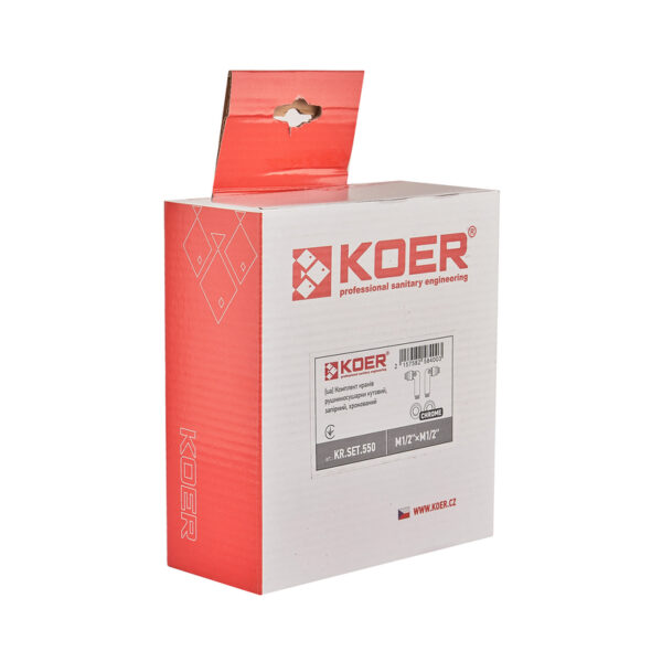 Комплект кранів рушникосушарки кутовий M1/2''xM1/2'' запірний хромований KOER KR.SET.550 Комплект кранів рушникосушарки кутовий M1/2''xM1/2'' запірний хромований KOER KR.SET.550