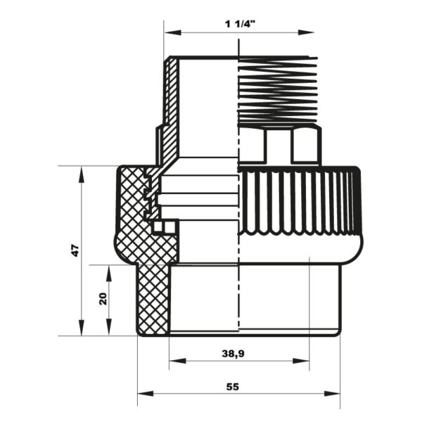 З'єднувальна муфта ЗР 40x1.1 /4M PPR Koer K0100.PRO З'єднувальна муфта ЗР 40x1.1 /4M PPR Koer K0100.PRO