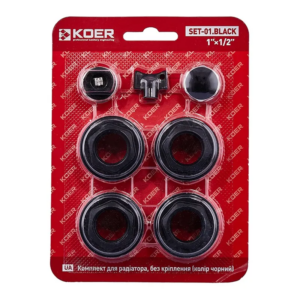 Комплект для радіатора Koer SET-01.Black 1/2" Без кріплення (кол. чорний) Комплект для радіатора Koer SET-01.Black 1/2" Без кріплення (кол. чорний)