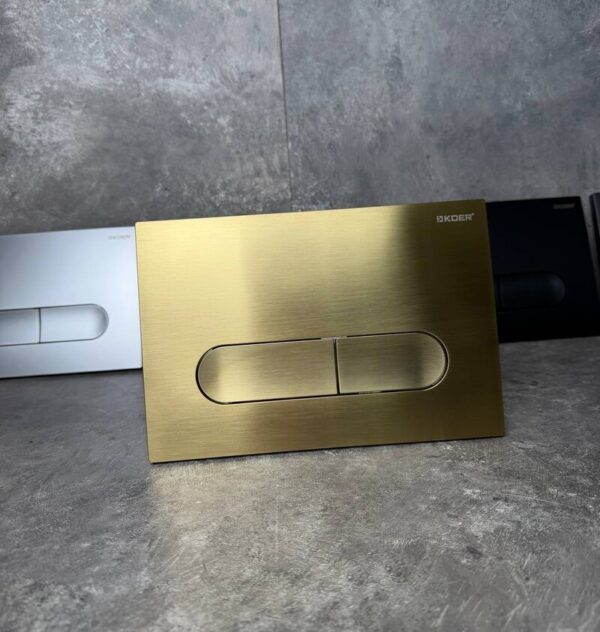 Панель змиву KOER KT-0608-12 240x160x10mm пластикова, кнопка закруглена (колір матове золото)