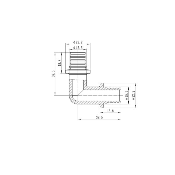 Кутник рівнопрохідний 90 Koer KA.L16 - 16(2.2mm) x 16(2.2mm) Кутник рівнопрохідний 90 Koer KA.L16 - 16(2.2mm) x 16(2.2mm)