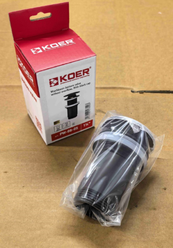 Донний клапан для раковини без переливу KOER PW-08-05 автоматичний (Click-Clack) (Колір чорний) 1 1/4'' Донний клапан для раковини без переливу KOER PW-08-05 автоматичний (Click-Clack) (Колір чорний) 1 1/4''