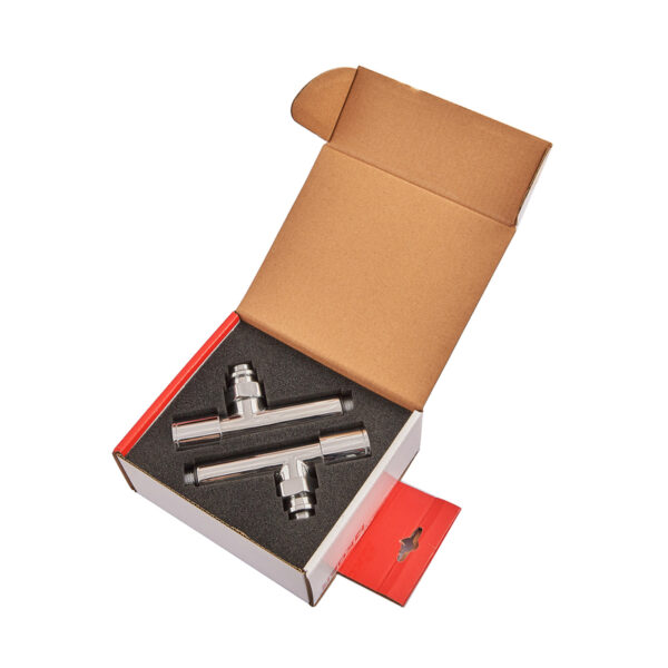 Комплект кранів рушникосушарки кутовий M1/2''xM1/2'' подовжений хромований KOER KR.SET.533 Комплект кранів рушникосушарки кутовий M1/2''xM1/2'' подовжений хромований KOER KR.SET.533