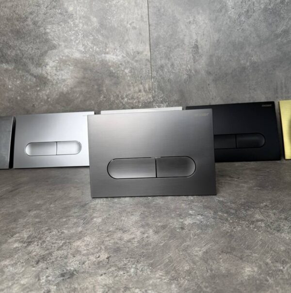 Панель змиву KOER KT-0608-07 240x160x10mm пластикова, кнопка закруглена (колір графіт)