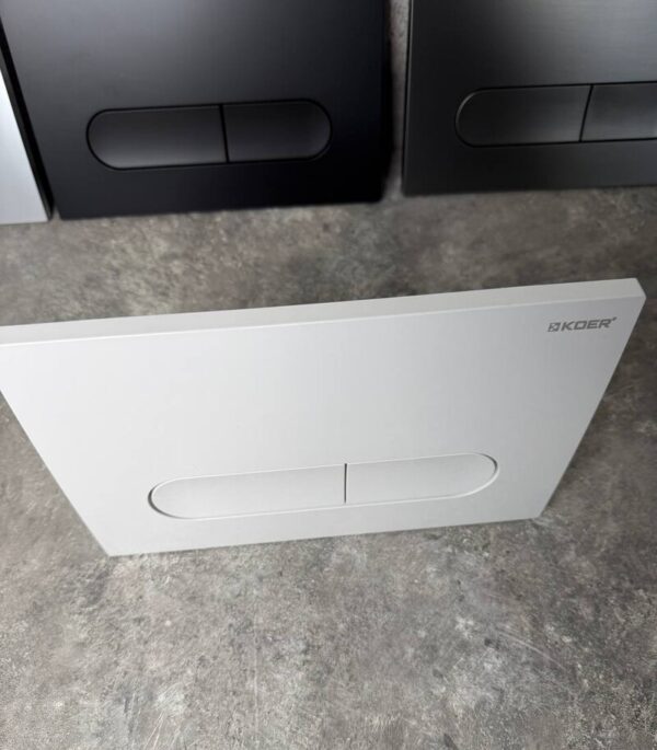 Панель змиву KOER KT-0608-03 240x160x10mm пластикова, кнопка закруглена (колір білий)