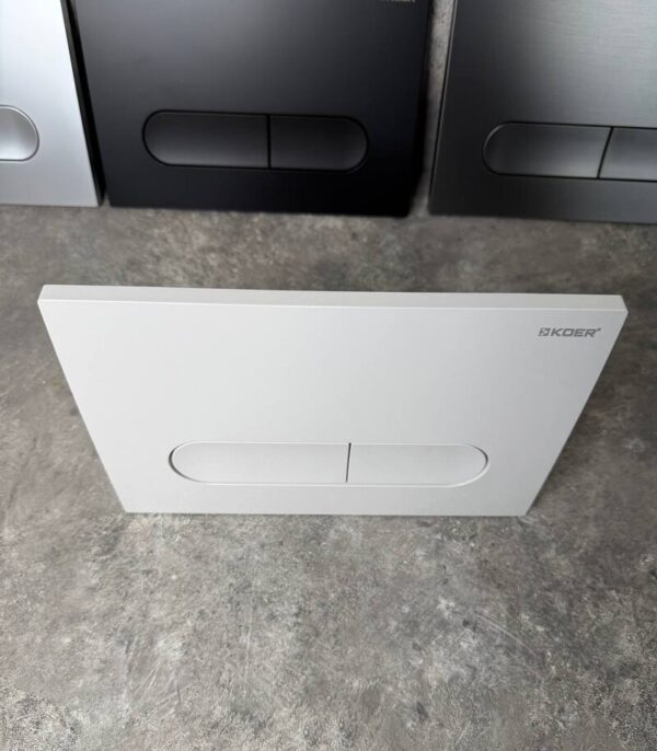 Панель змиву KOER KT-0608-03 240x160x10mm пластикова, кнопка закруглена (колір білий)