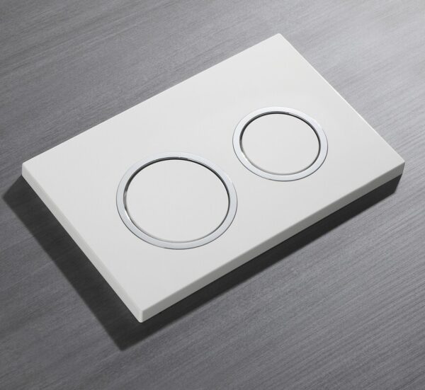 Панель змиву KOER KT-0605-03 220x140x12mm пластикова, кнопка кругла (колір білий) Панель змиву KOER KT-0605-03 220x140x12mm пластикова, кнопка кругла (колір білий)