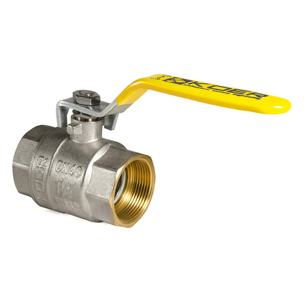 Кран кульовий KOER KR.214.G - 1 1/2" FF ГГВ YELLOW, ручка "важіль" жовта Кран кульовий KOER KR.214.G - 1 1/2" FF ГГВ YELLOW, ручка "важіль" жовта